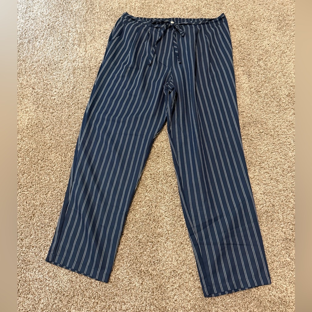 Nautical Navy and White Striped Straight Leg Pant
